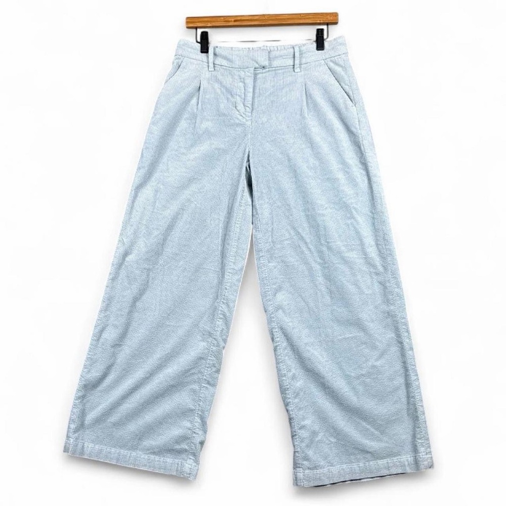 American Eagle Wide Leg Trouser Pants Womens 4 Light Blue Corduroy Baggy - Picture 2 of 13
